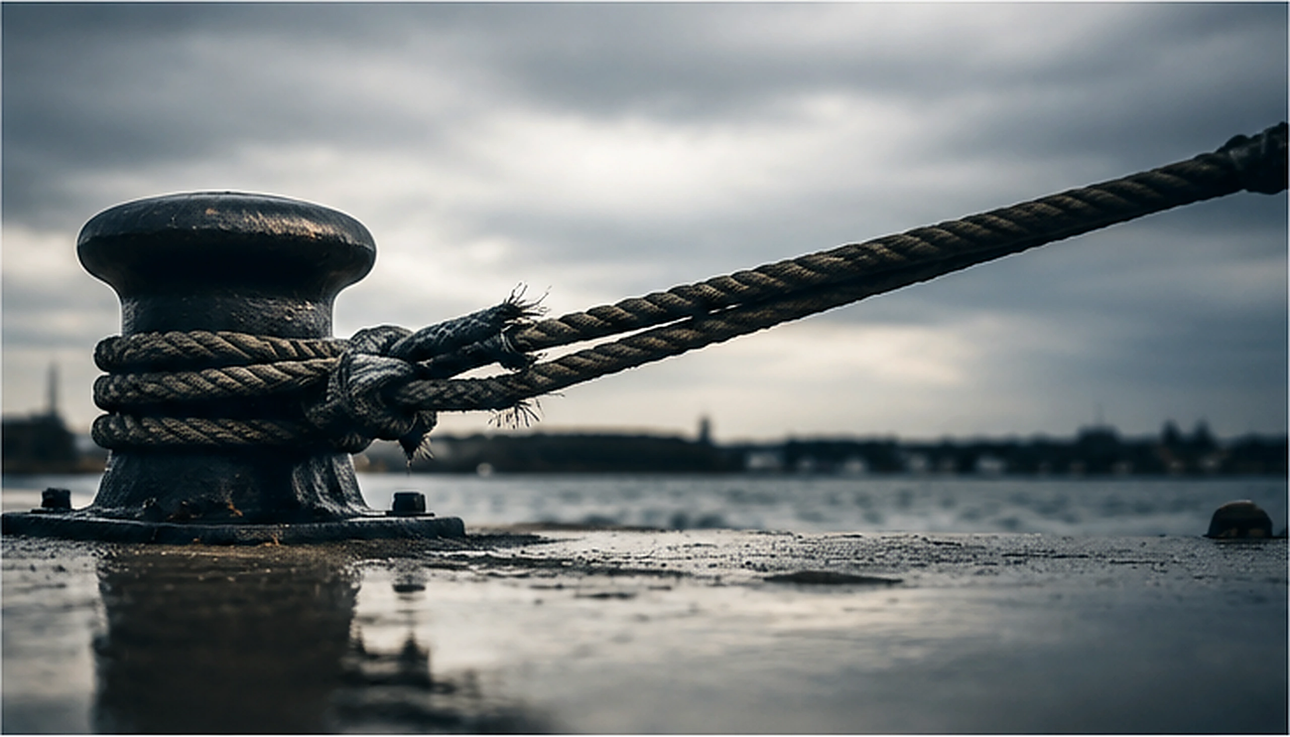 Taut harbour rope suggesting tension, leverage and managed pressure